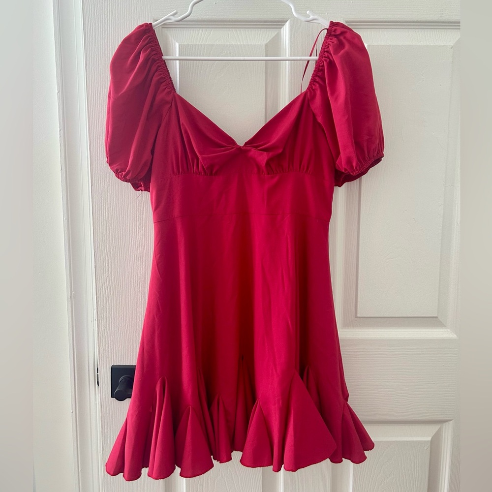 The Vintage Shop Red Puff Sleeve Dress